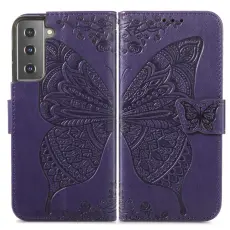 Samsung Galaxy S22 Plus Fodral Butterfly Tryckt Läder Lila