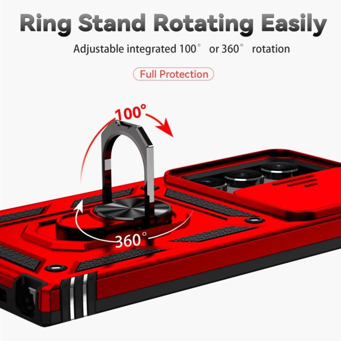 Bild 6, Samsung Galaxy S23 Ultra Skal Hybrid Ring CamShield Röd