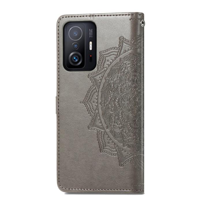Bild 3, Xiaomi 11T / 11T Pro Fodral Läder Mandala Grå
