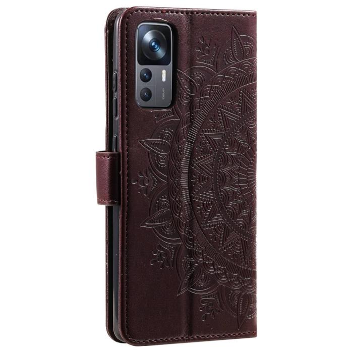 Bild 6, Xiaomi 12T / 12T Pro Fodral Mandala Läder Brun