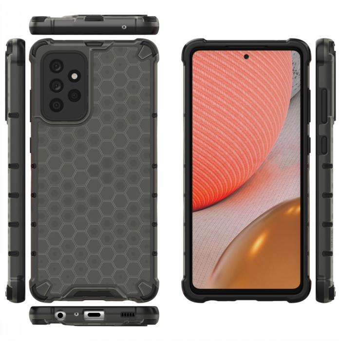 Bild 2, Samsung Galaxy A72 - Armor Honeycomb Textur Skal - Svart