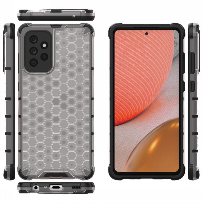 Bild 2, Samsung Galaxy A72 - Armor Honeycomb Textur Skal - Vit