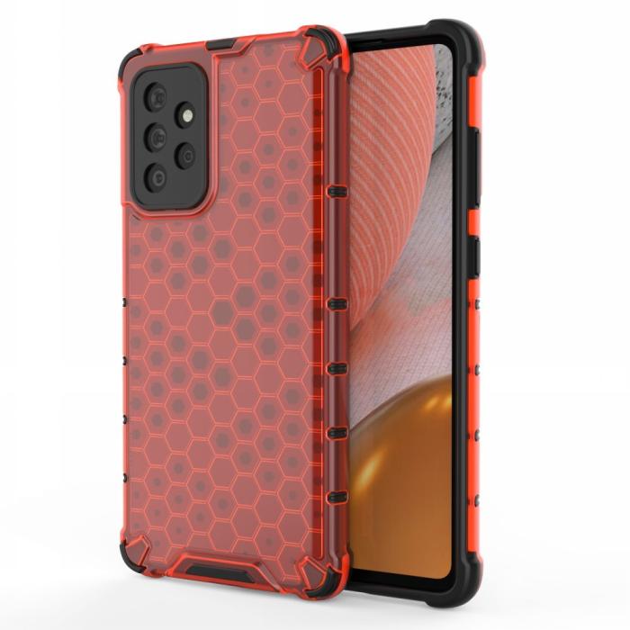 Bild 1, Samsung Galaxy A72 - Armor Honeycomb Textur Skal - Röd