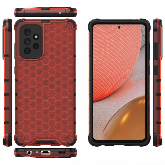 Bild 2, Samsung Galaxy A72 - Armor Honeycomb Textur Skal - Röd