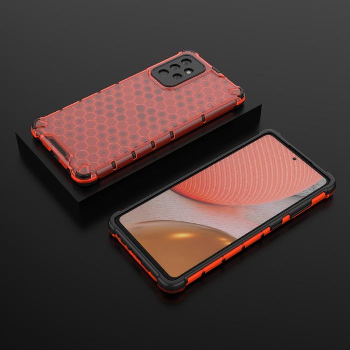 Bild 4, Samsung Galaxy A72 - Armor Honeycomb Textur Skal - Röd