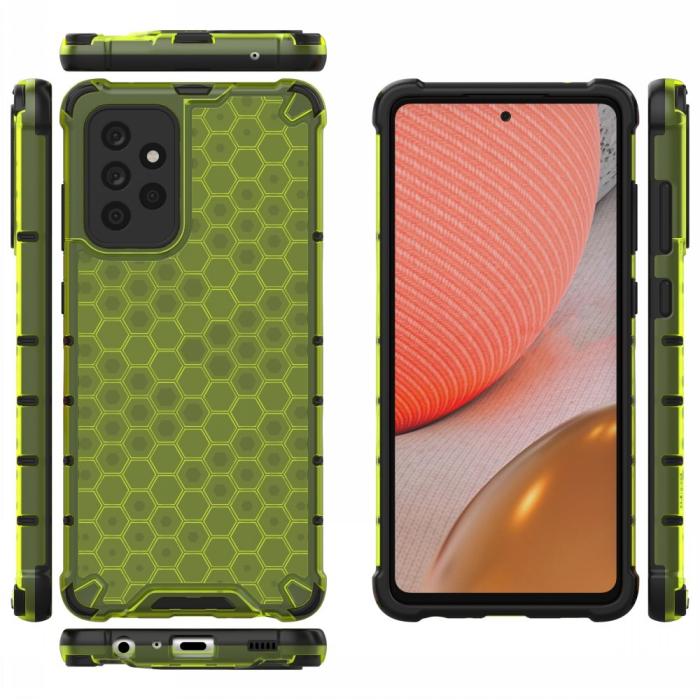 Bild 2, Samsung Galaxy A72 - Armor Honeycomb Textur Skal - Grön