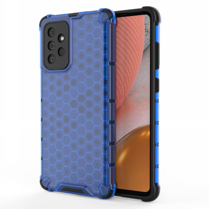 Bild 1, Samsung Galaxy A72 - Armor Honeycomb Textur Skal - Blå