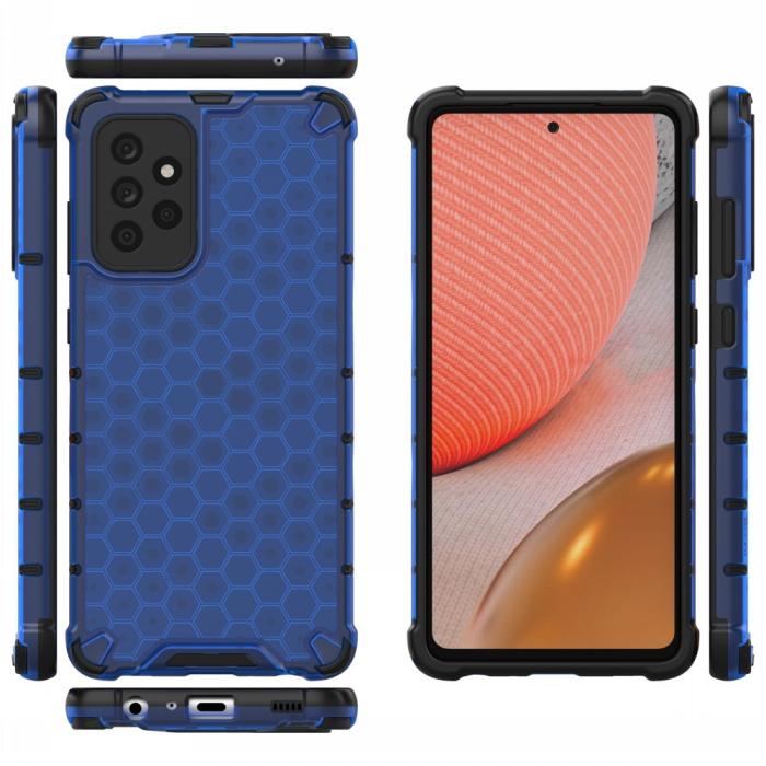 Bild 2, Samsung Galaxy A72 - Armor Honeycomb Textur Skal - Blå