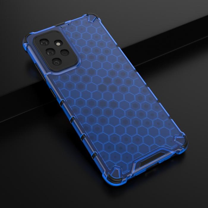 Bild 3, Samsung Galaxy A72 - Armor Honeycomb Textur Skal - Blå