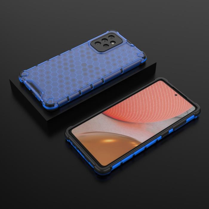 Bild 4, Samsung Galaxy A72 - Armor Honeycomb Textur Skal - Blå