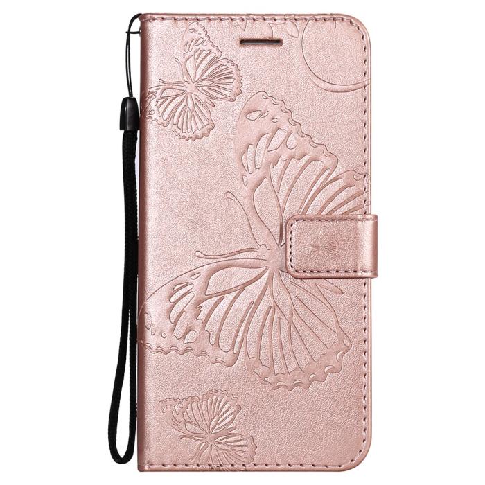 Bild 4, Samsung Galaxy A22 5G - Butterfly Läder Fodral - Roséguld