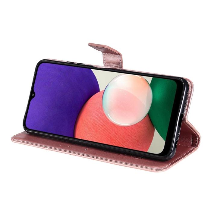 Bild 6, Samsung Galaxy A22 5G - Butterfly Läder Fodral - Roséguld