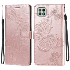 Samsung Galaxy A22 5G - Butterfly Läder Fodral - Roséguld