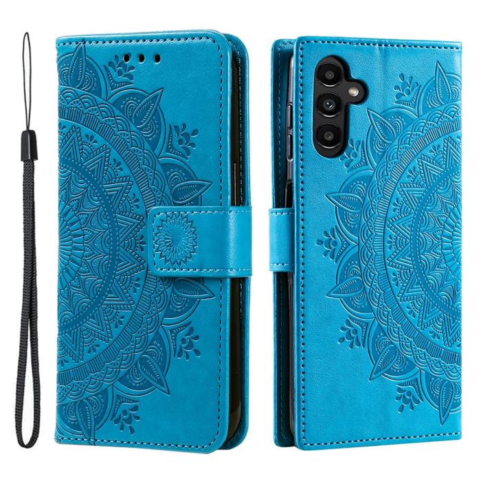 Bild 1, Samsung Galaxy A34 5G Fodral Mandala Läder Blå