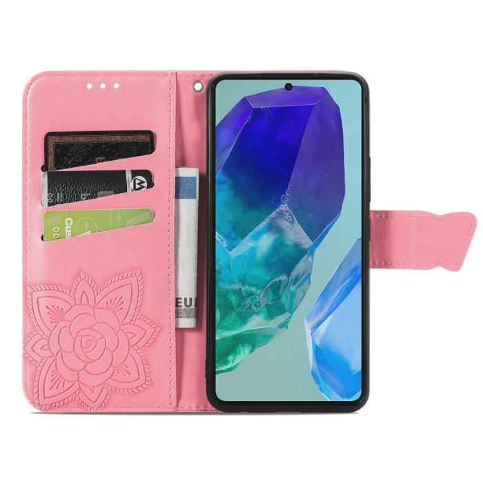 Bild 2, Samsung Galaxy A16 Fodral Med Fjäril Tryck Rosa
