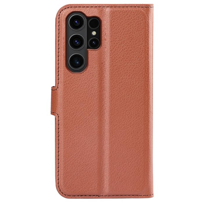 Bild 6, Samsung Galaxy S24 Ultra Fodral Läder Litchi Brun