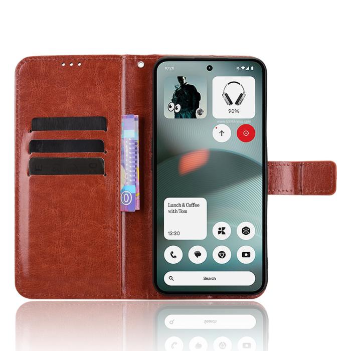 Bild 5, Nothing Phone 3a Lite Fodral Crazy Horse Läder Brun