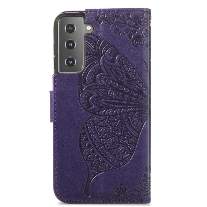 Bild 3, Samsung Galaxy S22 Plus Fodral Butterfly Tryckt Läder Lila