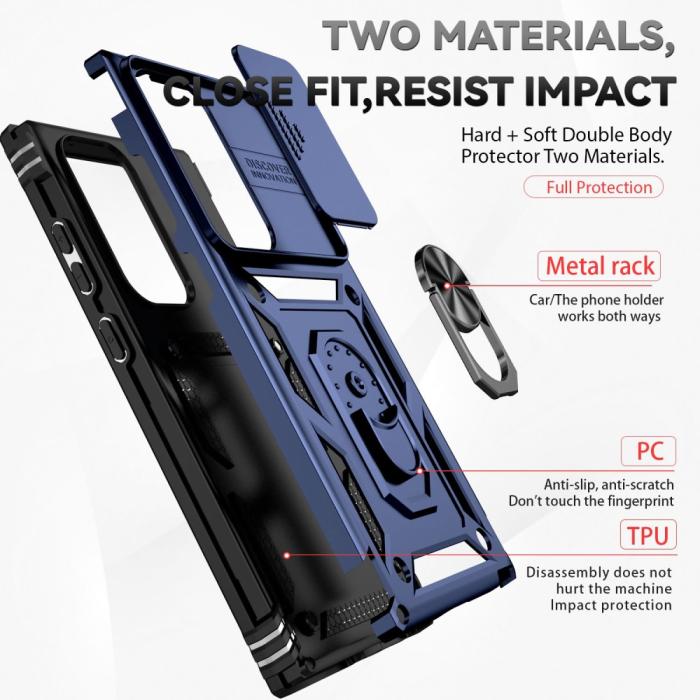 Bild 4, Samsung Galaxy S23 Ultra Skal Hybrid Ring CamShield Blå