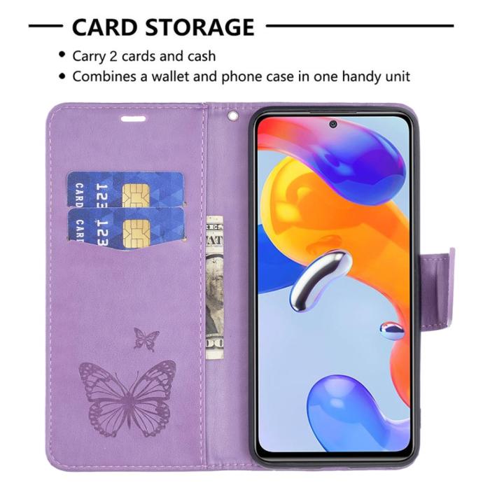 Bild 3, Xiaomi Redmi 10 5G Fodral Butterfly Lila