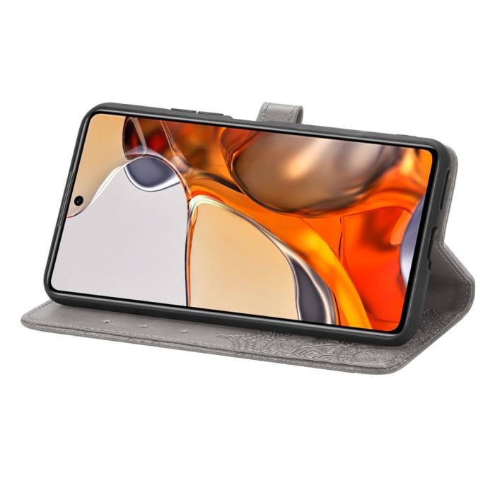 Bild 5, Xiaomi 11T / 11T Pro Fodral Läder Mandala Grå
