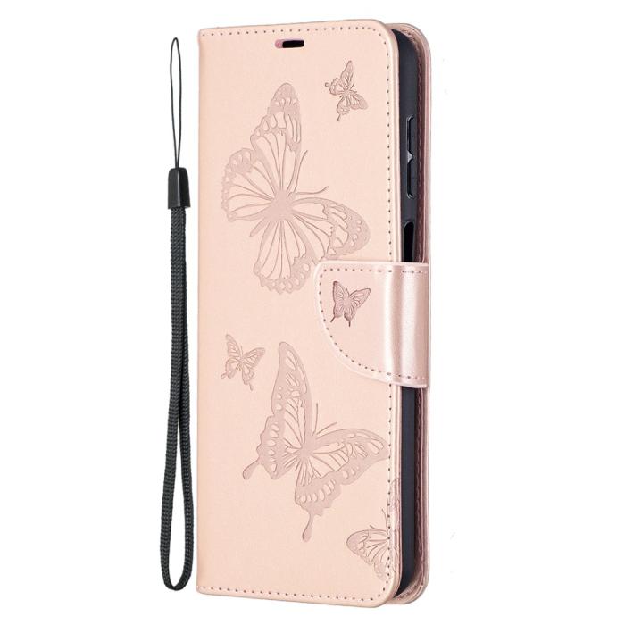 Bild 3, Samsung Galaxy A12 - Butterfly Plånboksfodral - Roséguld