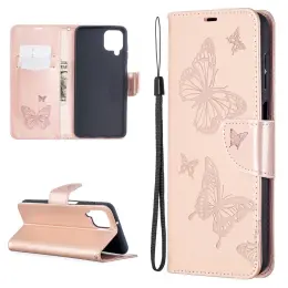 Samsung Galaxy A12 - Butterfly Plånboksfodral - Roséguld