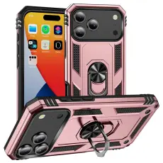 iPhone 17 Pro Skal Shockproof Hybrid Ring Ros&eacute;guld