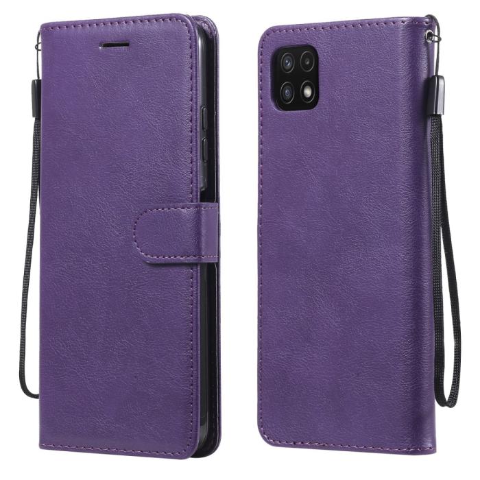 Bild 1, Samsung Galaxy A22 5G - Solid Läder Fodral - Lila