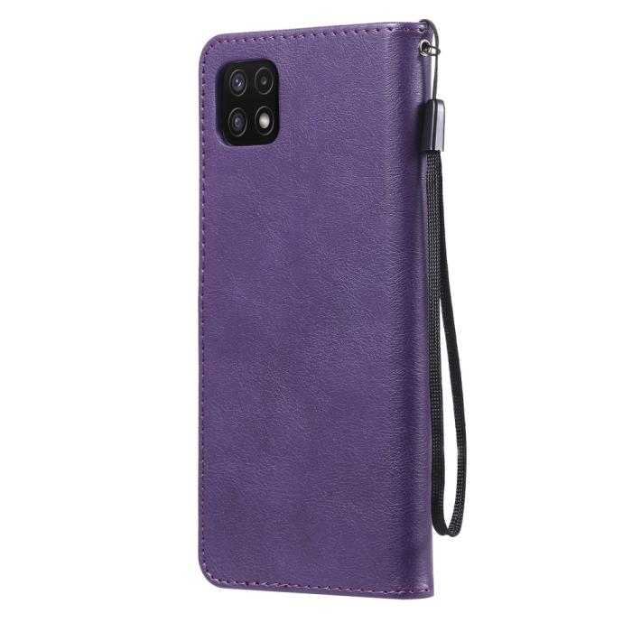 Bild 3, Samsung Galaxy A22 5G - Solid Läder Fodral - Lila