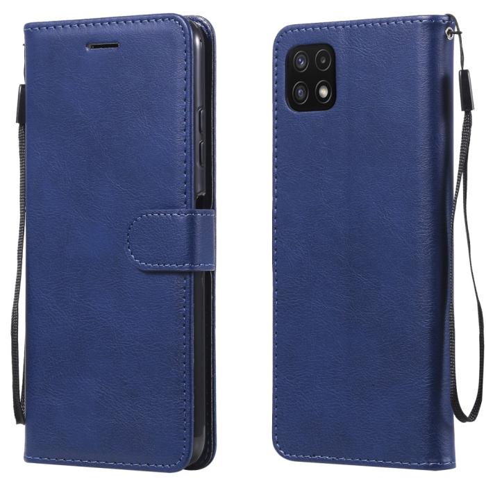 Bild 1, Samsung Galaxy A22 5G - Solid Läder Fodral - Blå