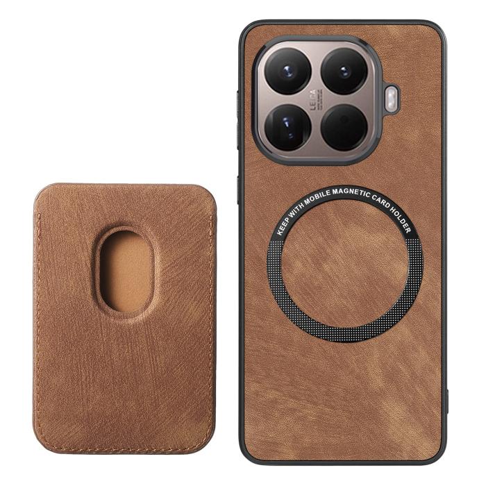Bild 2, Xiaomi 17T Pro Skal Retro PU Läder Med Avtagbart Kortfack Brun
