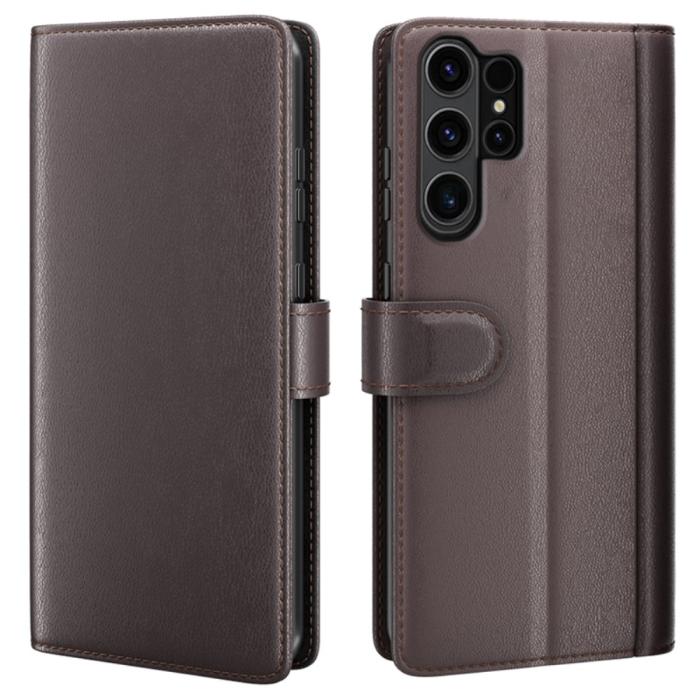 Bild 1, Samsung Galaxy S24 Ultra Fodral Premium Äkta Läder Brun