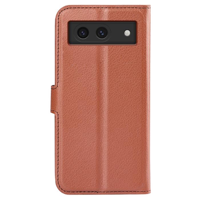 Bild 6, Google Pixel 8A Litchi Läder Fodral Brun
