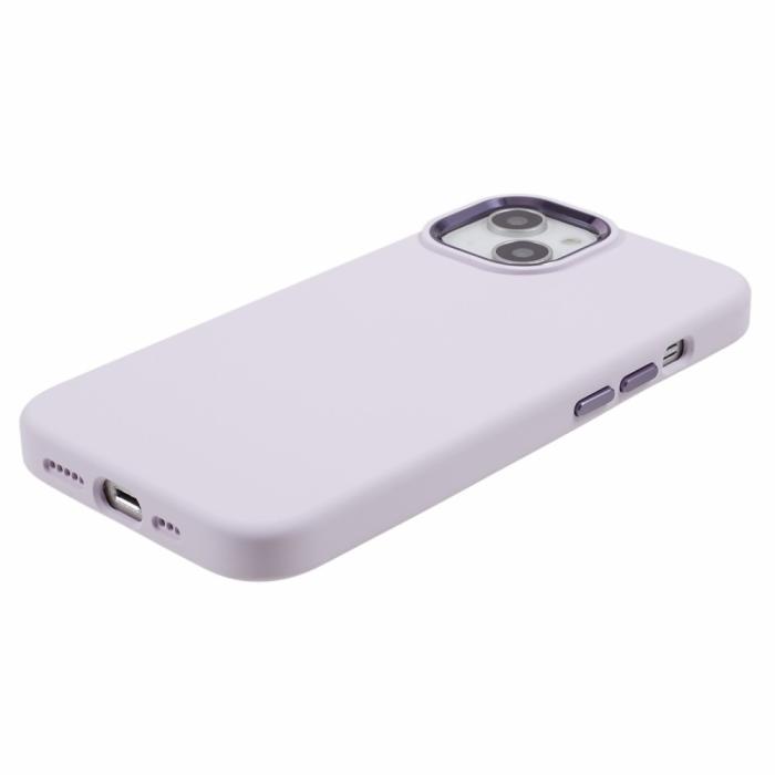 Bild 4, iPhone 15 Plus Skal Liquid Silikon AluLens Ljus Lila