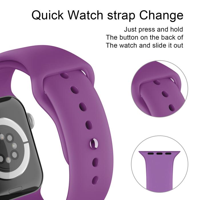 Bild 4, Apple Watch 42/44/45/49 mm Silikon Armband (S/M) Lila