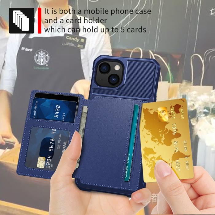 Bild 4, iPhone 14 Skal Med Magnetiskt Plånbok Navy Blue
