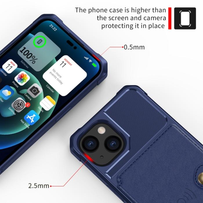 Bild 5, iPhone 14 Skal Med Magnetiskt Plånbok Navy Blue