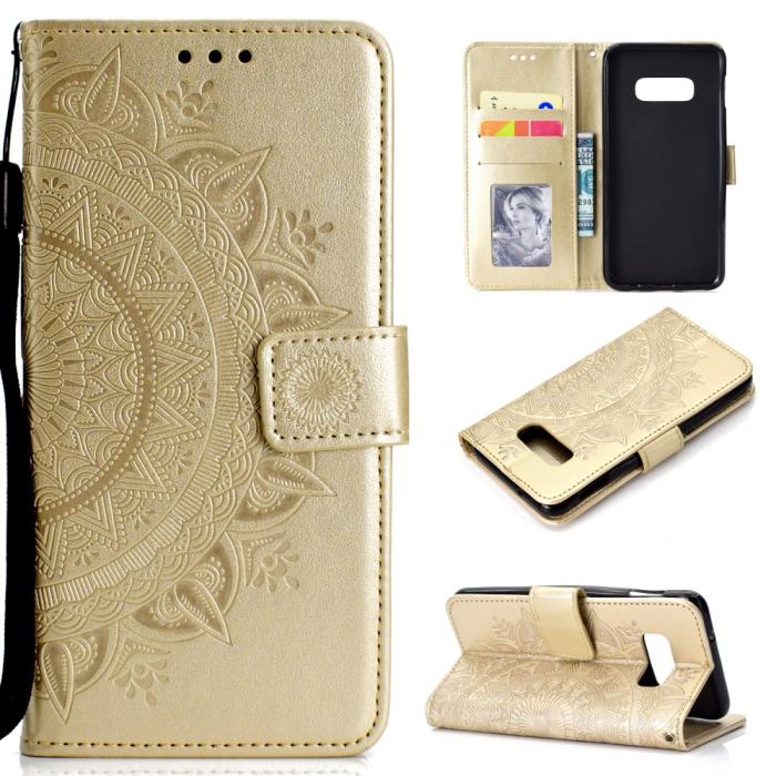 Bild 1, Samsung Galaxy S10e - Mandala Plånboksfodral - Guld
