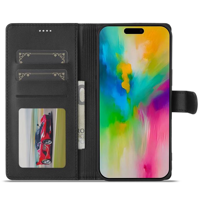 Bild 2, LC.IMEEKE iPhone 16 Fodral Läder Svart