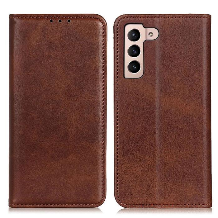 Bild 1, Samsung Galaxy S22 Plus Fodral Flip Split Läder Brun
