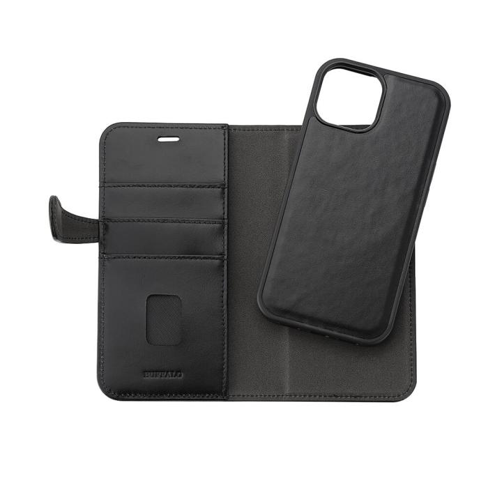 Bild 5, Buffalo iPhone 15 Fodral 2in1 Äkta Läder Svart