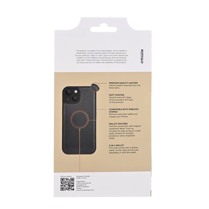 Bild 6, Buffalo iPhone 15 Fodral 2in1 Äkta Läder Svart