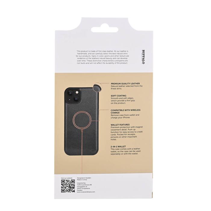 Bild 6, Buffalo iPhone 15 Plus Fodral 2in1 Äkta Läder Svart