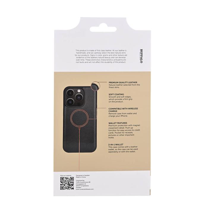 Bild 6, Buffalo iPhone 15 Pro Fodral 2in1 Äkta Läder Svart
