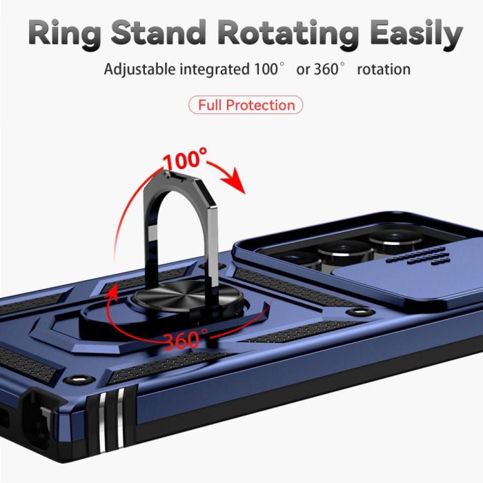 Bild 6, Samsung Galaxy S23 Ultra Skal Hybrid Ring CamShield Blå