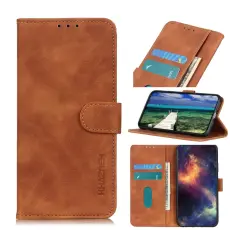 KHAZNEH iPhone 15 Pro Fodral Retro L&auml;der Brun