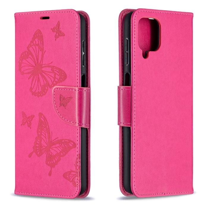 Bild 2, Samsung Galaxy A12 - Butterfly Plånboksfodral - Rosa