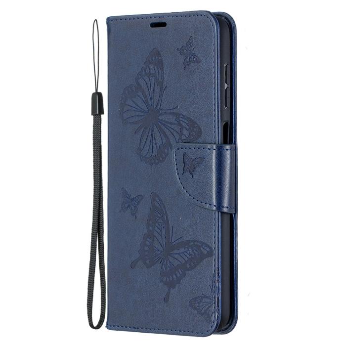 Bild 3, Samsung Galaxy A12 - Butterfly Plånboksfodral - Blå