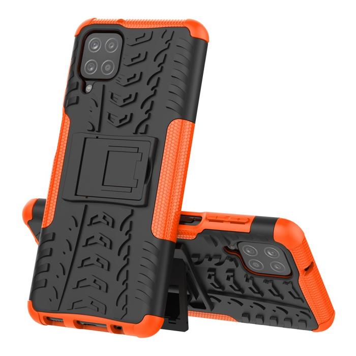 Bild 2, Samsung Galaxy A12 - Ultimata Stöttåliga Skalet med Stöd - Orange